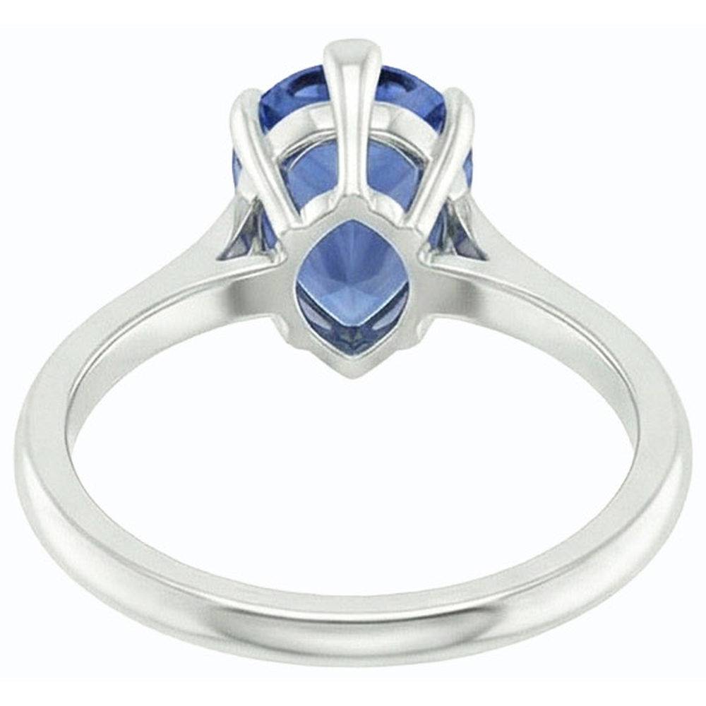 Natural Real ( Not Lab Grown )  Solitaire Pear Blue Sapphire Ring Prong Set 1.50 Carats
