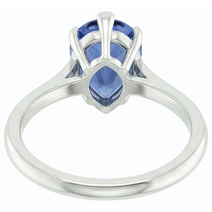 Natural Real ( Not Lab Grown )  Solitaire Pear Blue Sapphire Ring Prong Set 1.50 Carats