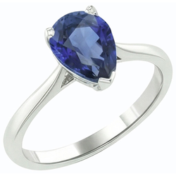 Natural Real ( Not Lab Grown )  Solitaire Pear Blue Sapphire Ring Prong Set 1.50 Carats