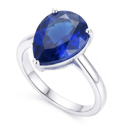 Natural Real ( Not Lab Grown )  Solitaire Pear Deep Blue Sapphire Ring Jewelry 3 Carats