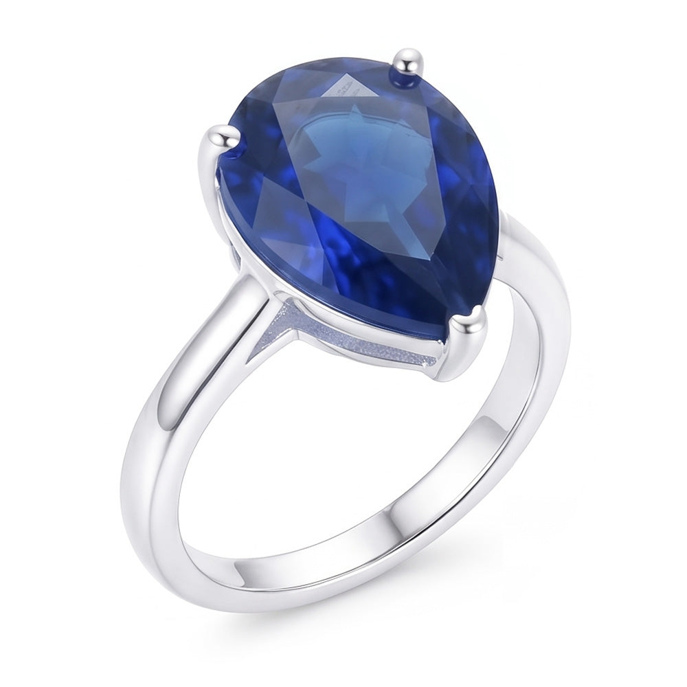 Natural Real ( Not Lab Grown )  Solitaire Pear Deep Blue Sapphire Ring Jewelry 3 Carats