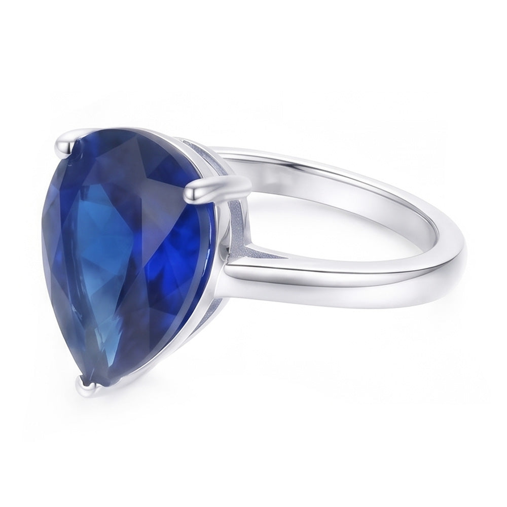 Natural Real ( Not Lab Grown )  Solitaire Pear Deep Blue Sapphire Ring Jewelry 3 Carats