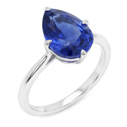 Natural Real ( Not Lab Grown )  Solitaire Pear Sapphire Sri Lankan Ring 2.50 Ct Ladies Jewelry