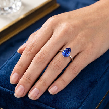 Natural Real ( Not Lab Grown )  Solitaire Pear Sapphire Sri Lankan Ring 2.50 Ct Ladies Jewelry