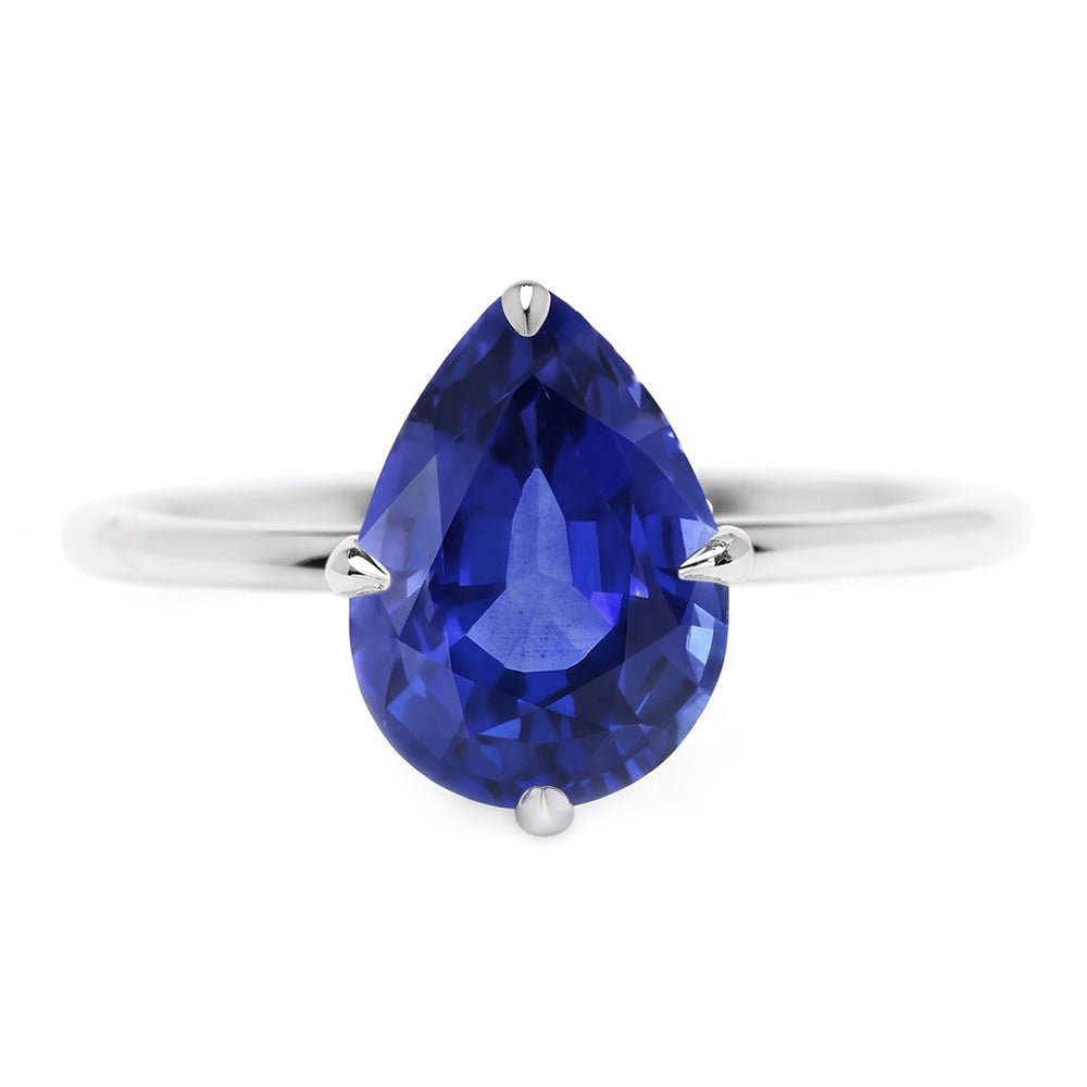 Natural Real ( Not Lab Grown )  Solitaire Pear Sapphire Sri Lankan Ring 2.50 Ct Ladies Jewelry