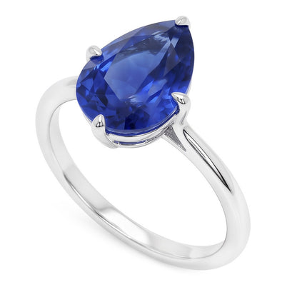 Natural Real ( Not Lab Grown )  Solitaire Pear Sapphire Sri Lankan Ring 2.50 Ct Ladies Jewelry