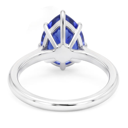 Natural Real ( Not Lab Grown )  Solitaire Pear Sapphire Sri Lankan Ring 2.50 Ct Ladies Jewelry