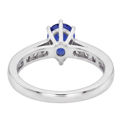 Natural Real ( Not Lab Grown )  Solitaire Pear Shaped Ceylon Sapphire Ring With Accents 2.50 Carats