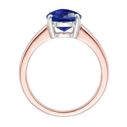 Natural Real ( Not Lab Grown )  Solitaire Pear Sri Lankan Sapphire Ring Two Tone 3 Carats