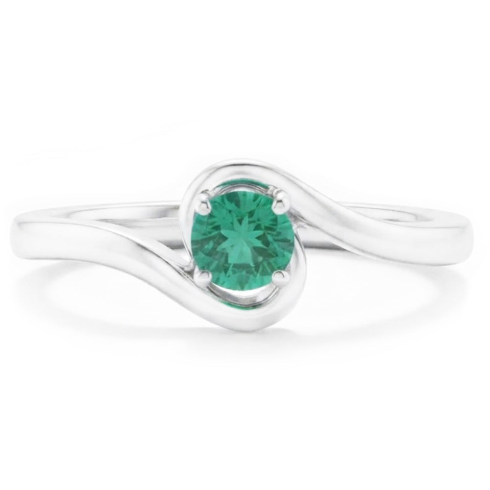 Natural Real ( Not Lab Grown )  Solitaire Ring 1.50 Carats Colombian Green Emerald Twisted Style