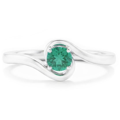 Natural Real ( Not Lab Grown )  Solitaire Ring 1.50 Carats Colombian Green Emerald Twisted Style