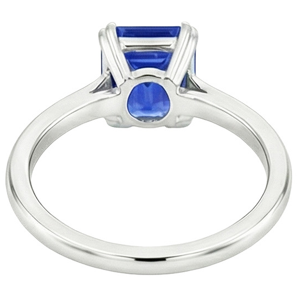 Natural Real ( Not Lab Grown )  Solitaire Ring Emerald Blue Sapphire 3 Carats White Gold 14K