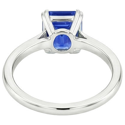 Natural Real ( Not Lab Grown )  Solitaire Ring Emerald Blue Sapphire 3 Carats White Gold 14K