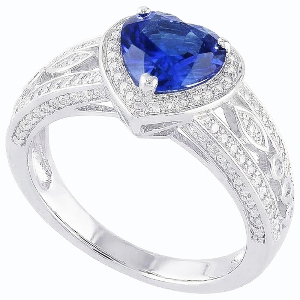 Natural Real ( Not Lab Grown )  Solitaire Ring Heart Deep Blue Sapphire Vintage Style 2 Carats