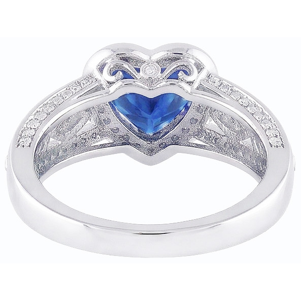 Natural Real ( Not Lab Grown )  Solitaire Ring Heart Deep Blue Sapphire Vintage Style 2 Carats