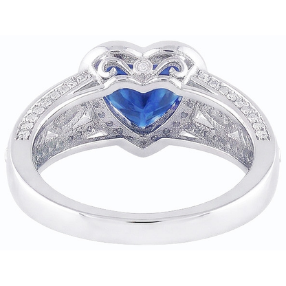 Natural Real ( Not Lab Grown )  Solitaire Ring Heart Deep Blue Sapphire Vintage Style 2 Carats