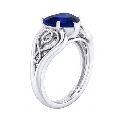 Natural Real ( Not Lab Grown )  Solitaire Ring Heart Deep Blue Sapphire Vintage Style 3.50 Carats