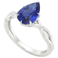 Natural Real ( Not Lab Grown )  Solitaire Ring Infinity Style Pear Blue Sapphire 2.50 Carats