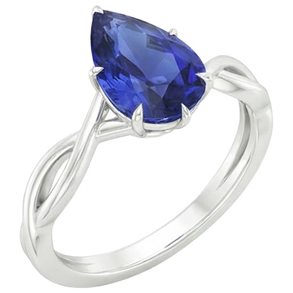 Natural Real ( Not Lab Grown )  Solitaire Ring Infinity Style Pear Blue Sapphire 2.50 Carats