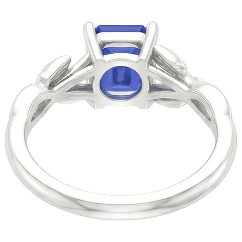 Natural Real ( Not Lab Grown )  Solitaire Ring Leaf Infinity Style Emerald Ceylon Sapphire 3.50 Carats