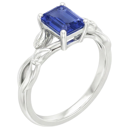 Natural Real ( Not Lab Grown )  Solitaire Ring Leaf Infinity Style Emerald Ceylon Sapphire 3.50 Carats
