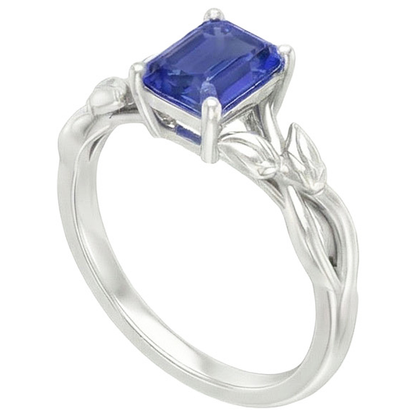 Natural Real ( Not Lab Grown )  Solitaire Ring Leaf Infinity Style Emerald Ceylon Sapphire 3.50 Carats