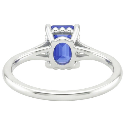 Natural Real ( Not Lab Grown )  Solitaire Ring Milgrain Shank Emerald Blue Sapphire 2 Carats