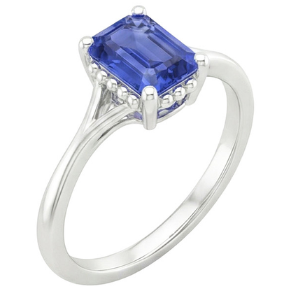 Natural Real ( Not Lab Grown )  Solitaire Ring Milgrain Shank Emerald Blue Sapphire 2 Carats