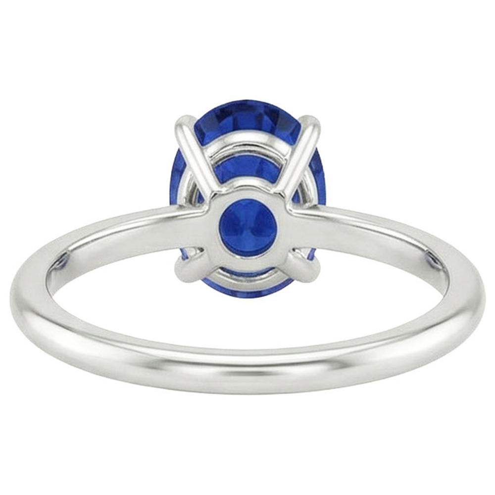 Natural Real ( Not Lab Grown )  Solitaire Ring Oval Cut Ceylon Sapphire 2.50 Carats Prong Set
