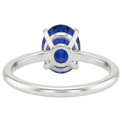 Natural Real ( Not Lab Grown )  Solitaire Ring Oval Cut Ceylon Sapphire 2.50 Carats Prong Set