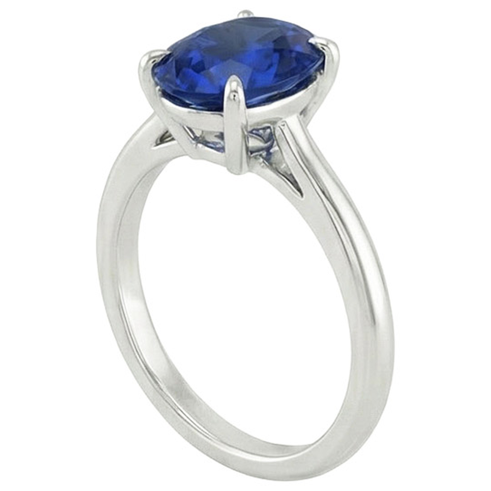 Natural Real ( Not Lab Grown )  Solitaire Ring Oval Cut Ceylon Sapphire 2.50 Carats Prong Set