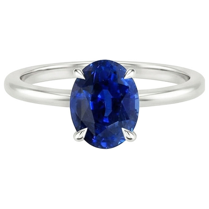 Natural Real ( Not Lab Grown )  Solitaire Ring Oval Cut Ceylon Sapphire 2.50 Carats Prong Set