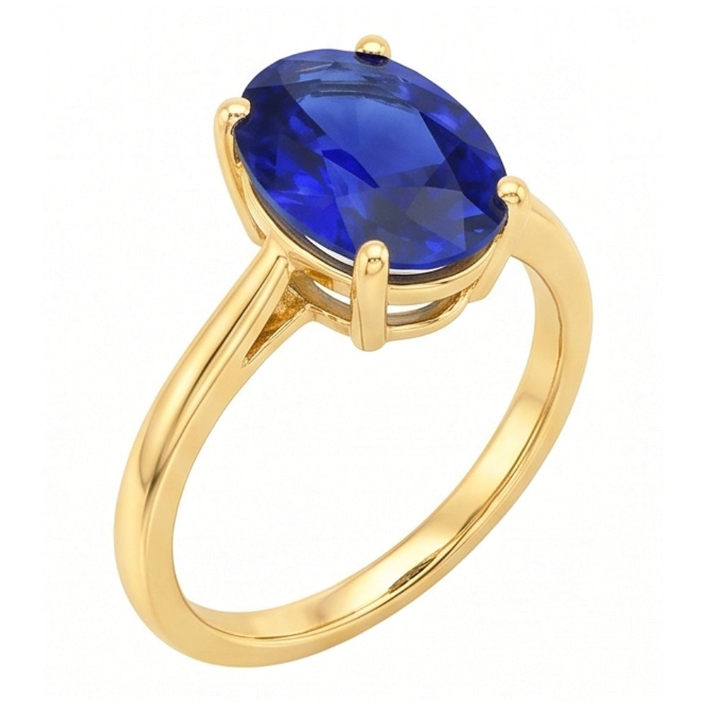 Natural Real ( Not Lab Grown )  Solitaire Ring Oval Shaped Sri Lankan Sapphire 2 Carats Yellow Gold