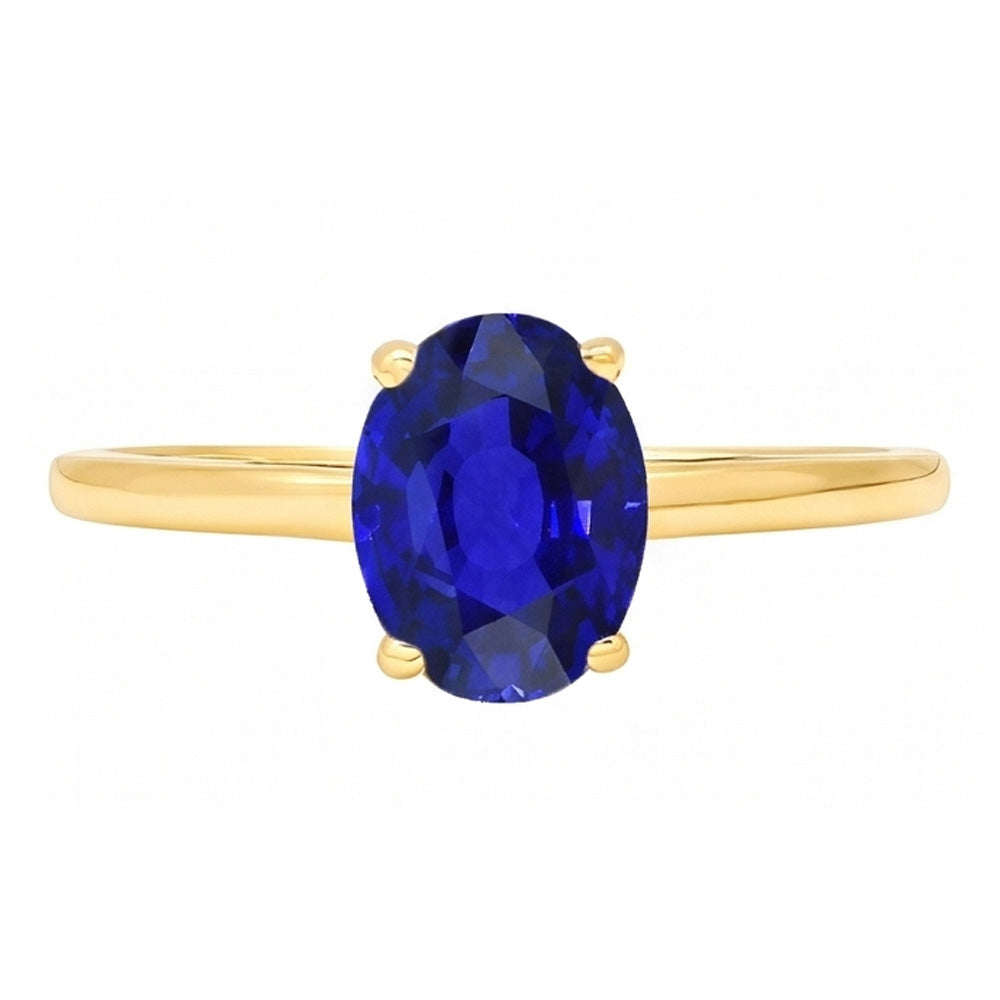Natural Real ( Not Lab Grown )  Solitaire Ring Oval Shaped Sri Lankan Sapphire 2 Carats Yellow Gold