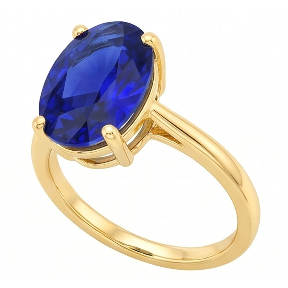 Natural Real ( Not Lab Grown )  Solitaire Ring Oval Shaped Sri Lankan Sapphire 2 Carats Yellow Gold