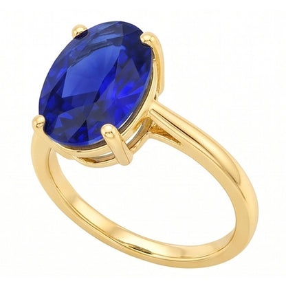 Natural Real ( Not Lab Grown )  Solitaire Ring Oval Shaped Sri Lankan Sapphire 2 Carats Yellow Gold