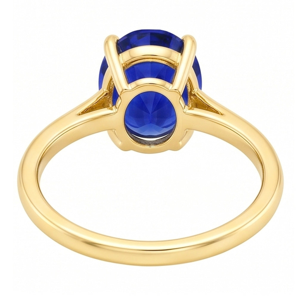 Natural Real ( Not Lab Grown )  Solitaire Ring Oval Shaped Sri Lankan Sapphire 2 Carats Yellow Gold