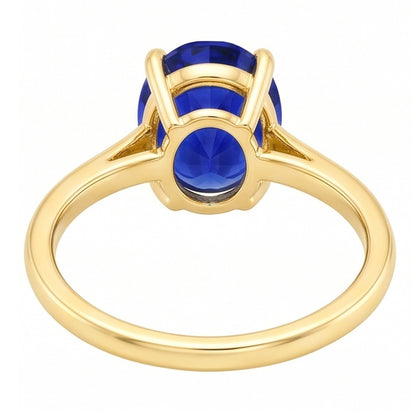 Natural Real ( Not Lab Grown )  Solitaire Ring Oval Shaped Sri Lankan Sapphire 2 Carats Yellow Gold