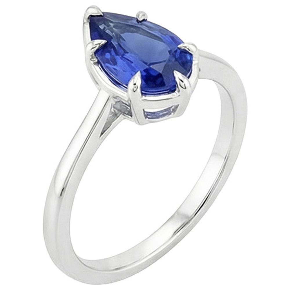 Natural Real ( Not Lab Grown )  Solitaire Ring Pear Cut Sri Lankan Sapphire 2.50 Carats