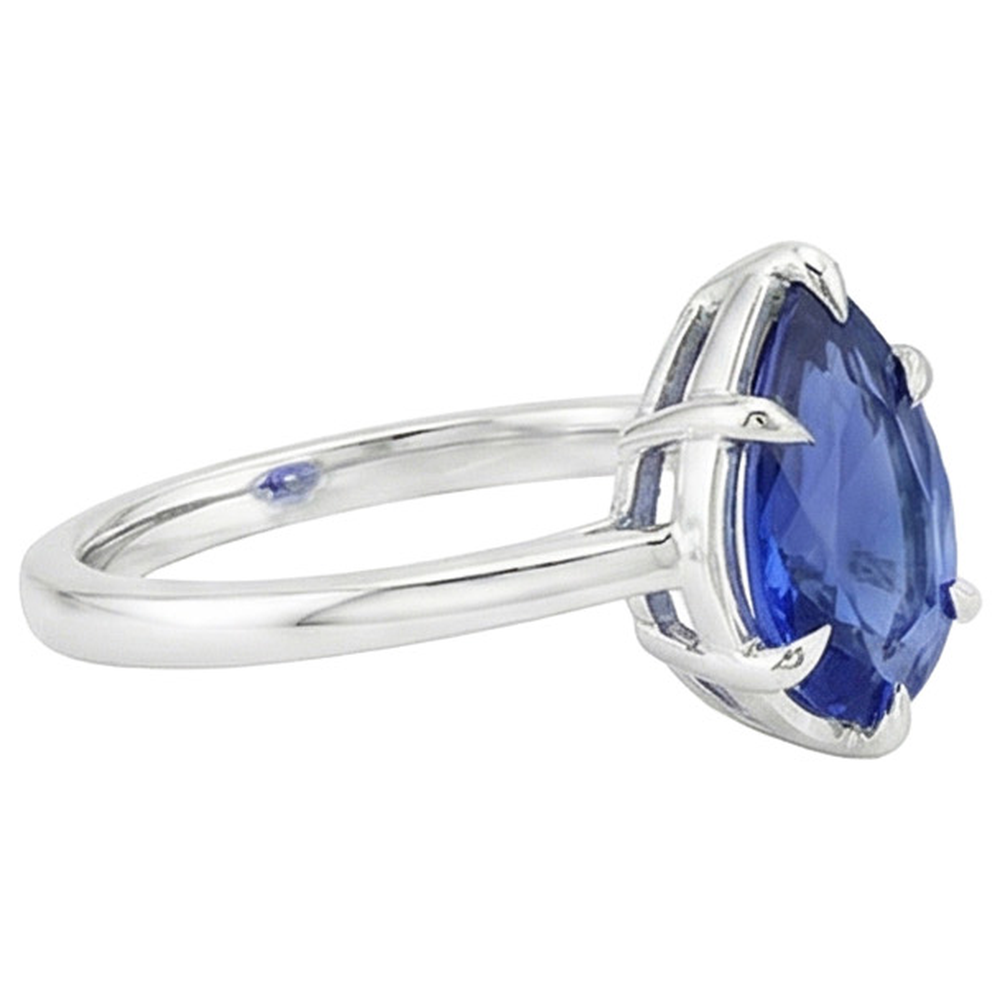 Natural Real ( Not Lab Grown )  Solitaire Ring Pear Cut Sri Lankan Sapphire 2.50 Carats