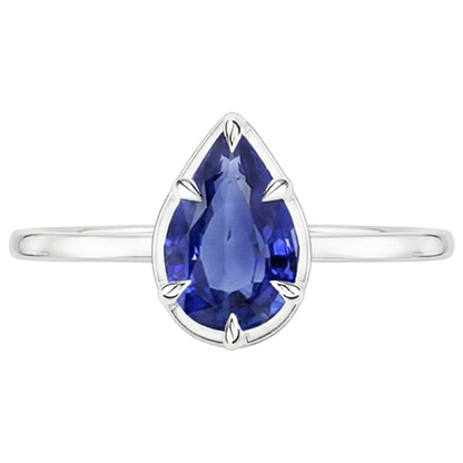 Natural Real ( Not Lab Grown )  Solitaire Ring Pear Cut Sri Lankan Sapphire 2.50 Carats