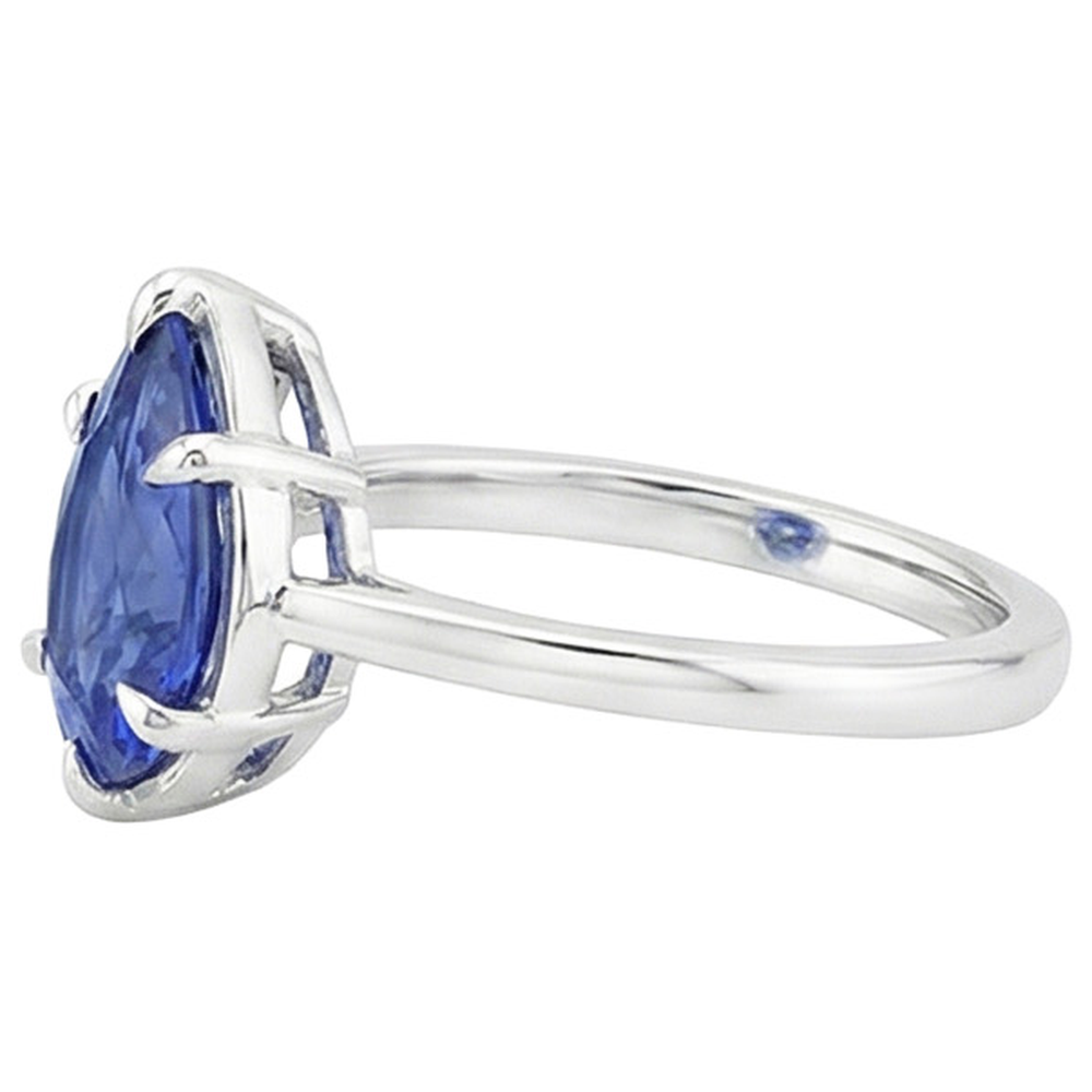 Natural Real ( Not Lab Grown )  Solitaire Ring Pear Cut Sri Lankan Sapphire 2.50 Carats