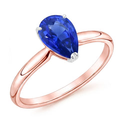 Natural Real ( Not Lab Grown )  Solitaire Ring Pear Sri Lankan Sapphire 3 Carats