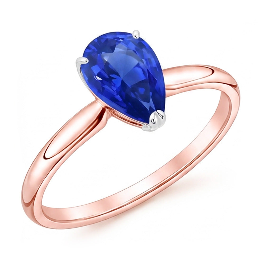 Natural Real ( Not Lab Grown )  Solitaire Ring Pear Sri Lankan Sapphire 3 Carats