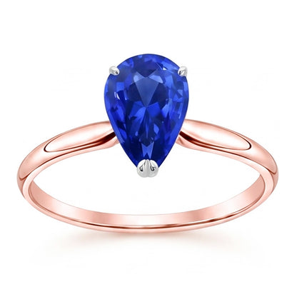 Natural Real ( Not Lab Grown )  Solitaire Ring Pear Sri Lankan Sapphire 3 Carats