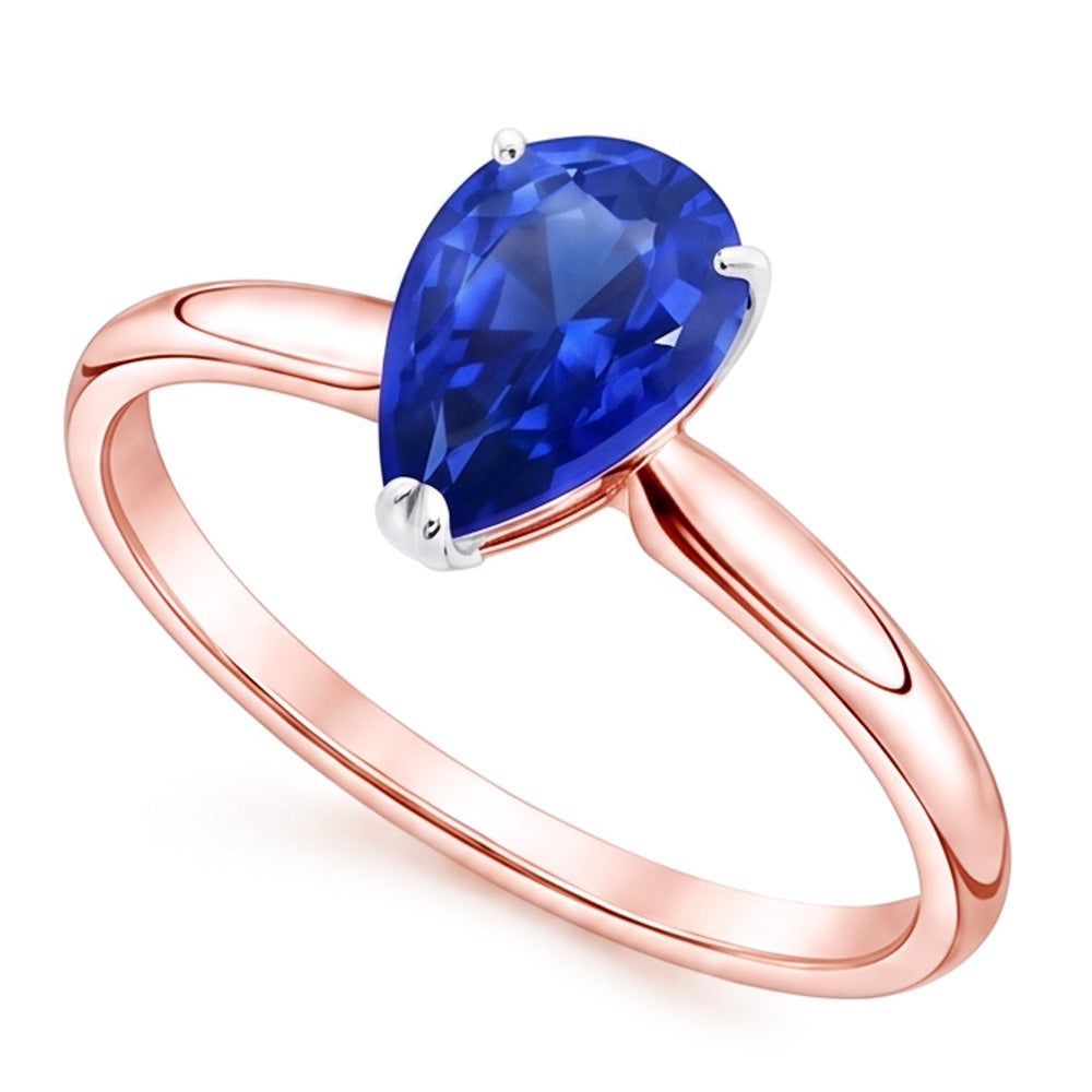 Natural Real ( Not Lab Grown )  Solitaire Ring Pear Sri Lankan Sapphire 3 Carats
