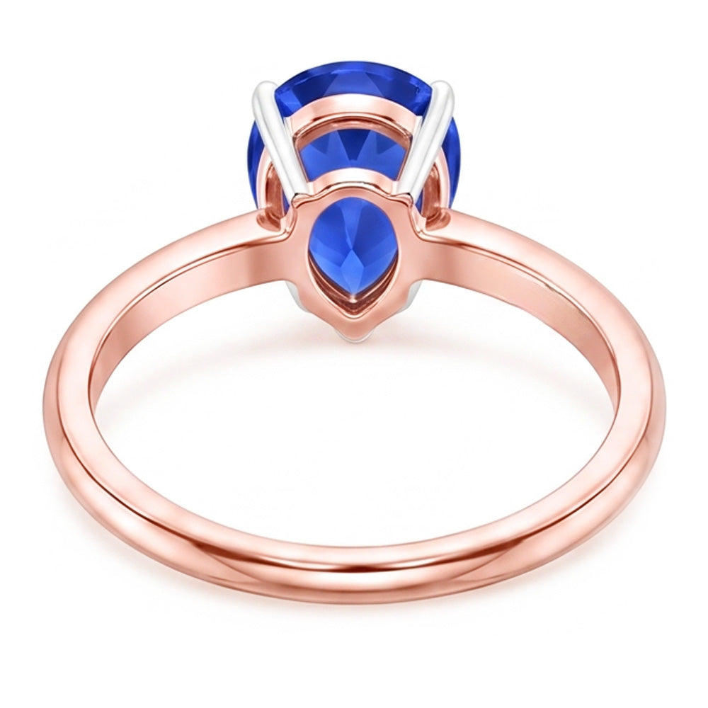 Natural Real ( Not Lab Grown )  Solitaire Ring Pear Sri Lankan Sapphire 3 Carats