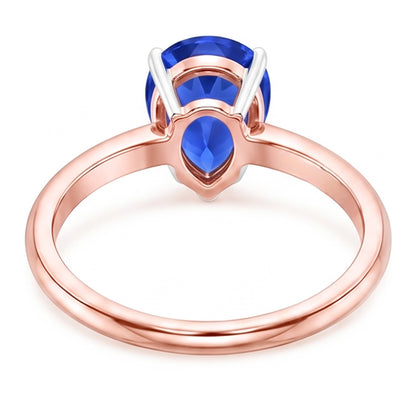 Natural Real ( Not Lab Grown )  Solitaire Ring Pear Sri Lankan Sapphire 3 Carats