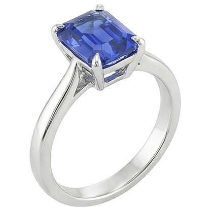 Natural Real ( Not Lab Grown )  Solitaire Ring Prong Setting Emerald Ceylon Sapphire 3 Carats