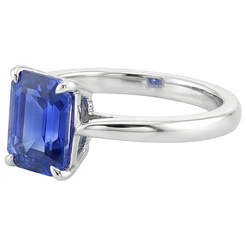 Natural Real ( Not Lab Grown )  Solitaire Ring Prong Setting Emerald Ceylon Sapphire 3 Carats